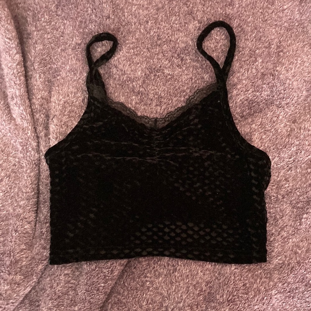 Textured black Velvet Dollskill crop top